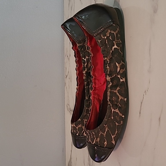 Coach Callie Leopard Print Brown Patent Leather Ballet Flats Shoes Slippers 10B - Picture 5 of 11
